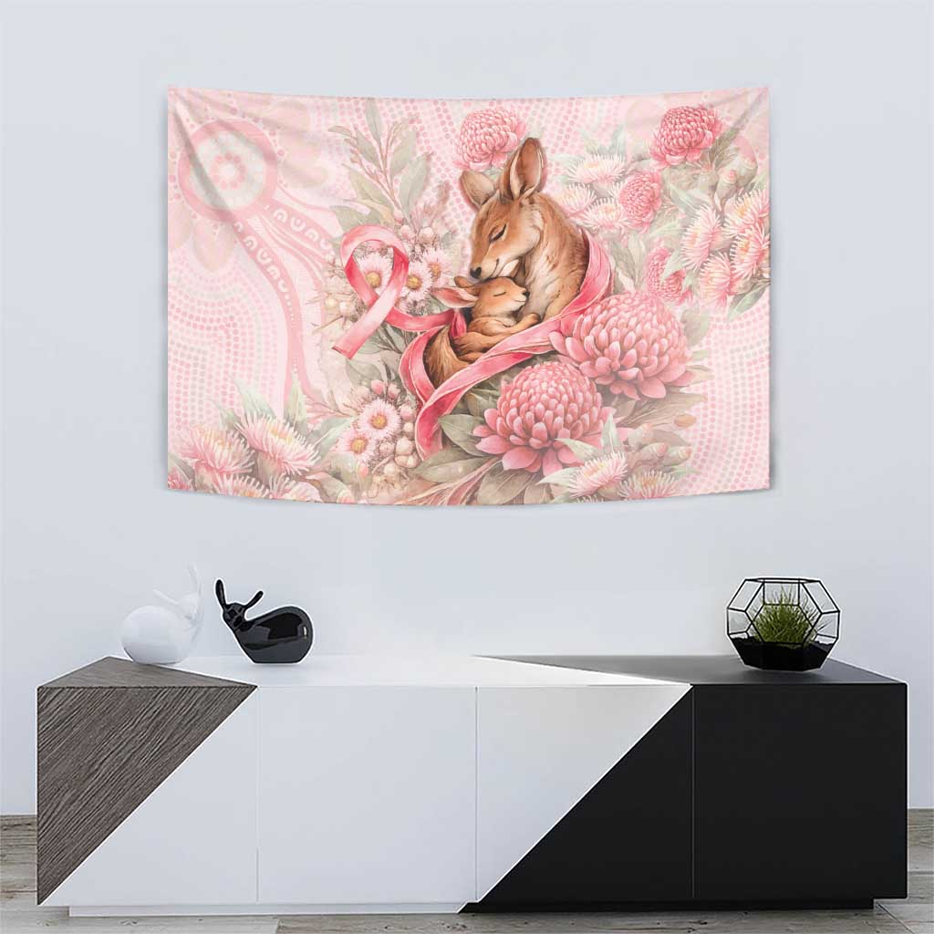 Breast Cancer Awareness Tapestry Mother Kangaroo And Ribbon Hope
