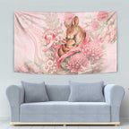 Breast Cancer Awareness Tapestry Mother Kangaroo And Ribbon Hope