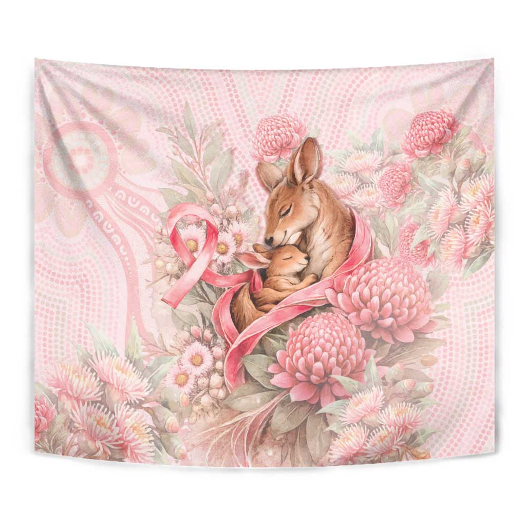 Breast Cancer Awareness Tapestry Mother Kangaroo And Ribbon Hope