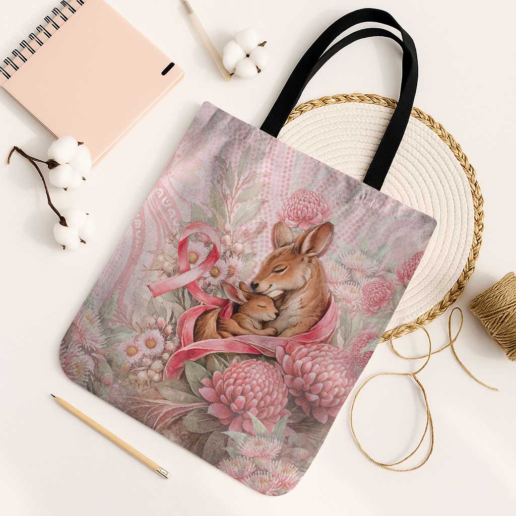 Breast Cancer Awareness Tote Bag Mother Kangaroo And Ribbon Hope