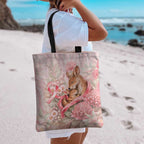 Breast Cancer Awareness Tote Bag Mother Kangaroo And Ribbon Hope