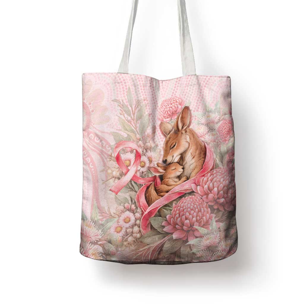 Breast Cancer Awareness Tote Bag Mother Kangaroo And Ribbon Hope