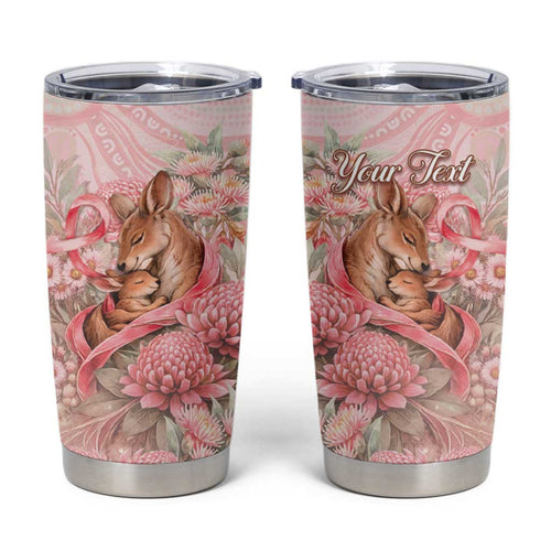 Personalised Breast Cancer Awareness Tumbler Cup Mother Kangaroo And Ribbon Hope