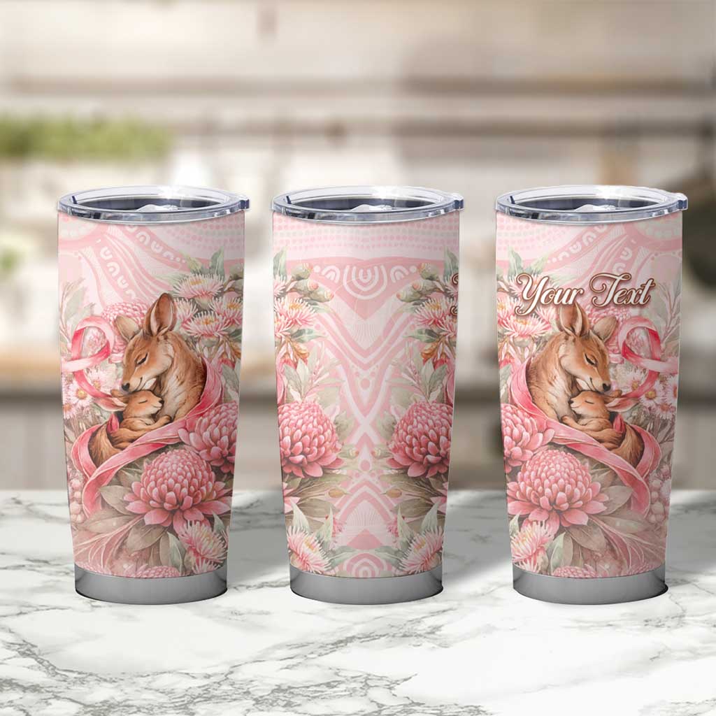 Personalised Breast Cancer Awareness Tumbler Cup Mother Kangaroo And Ribbon Hope