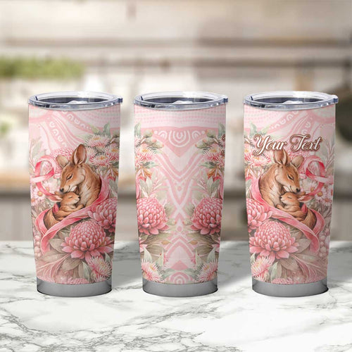 Personalised Breast Cancer Awareness Tumbler Cup Mother Kangaroo And Ribbon Hope