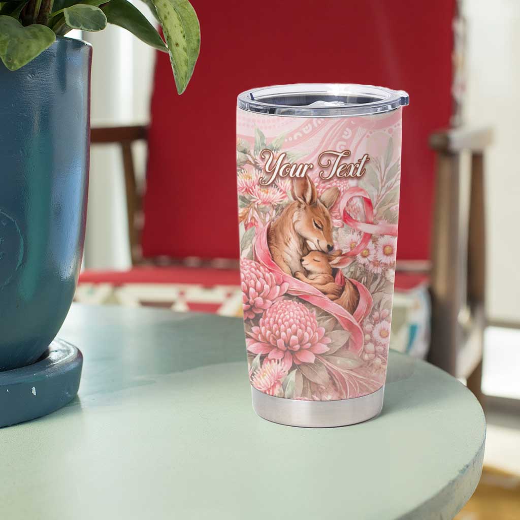 Personalised Breast Cancer Awareness Tumbler Cup Mother Kangaroo And Ribbon Hope