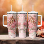 Personalised Breast Cancer Awareness Tumbler With Handle Mother Kangaroo And Ribbon Hope