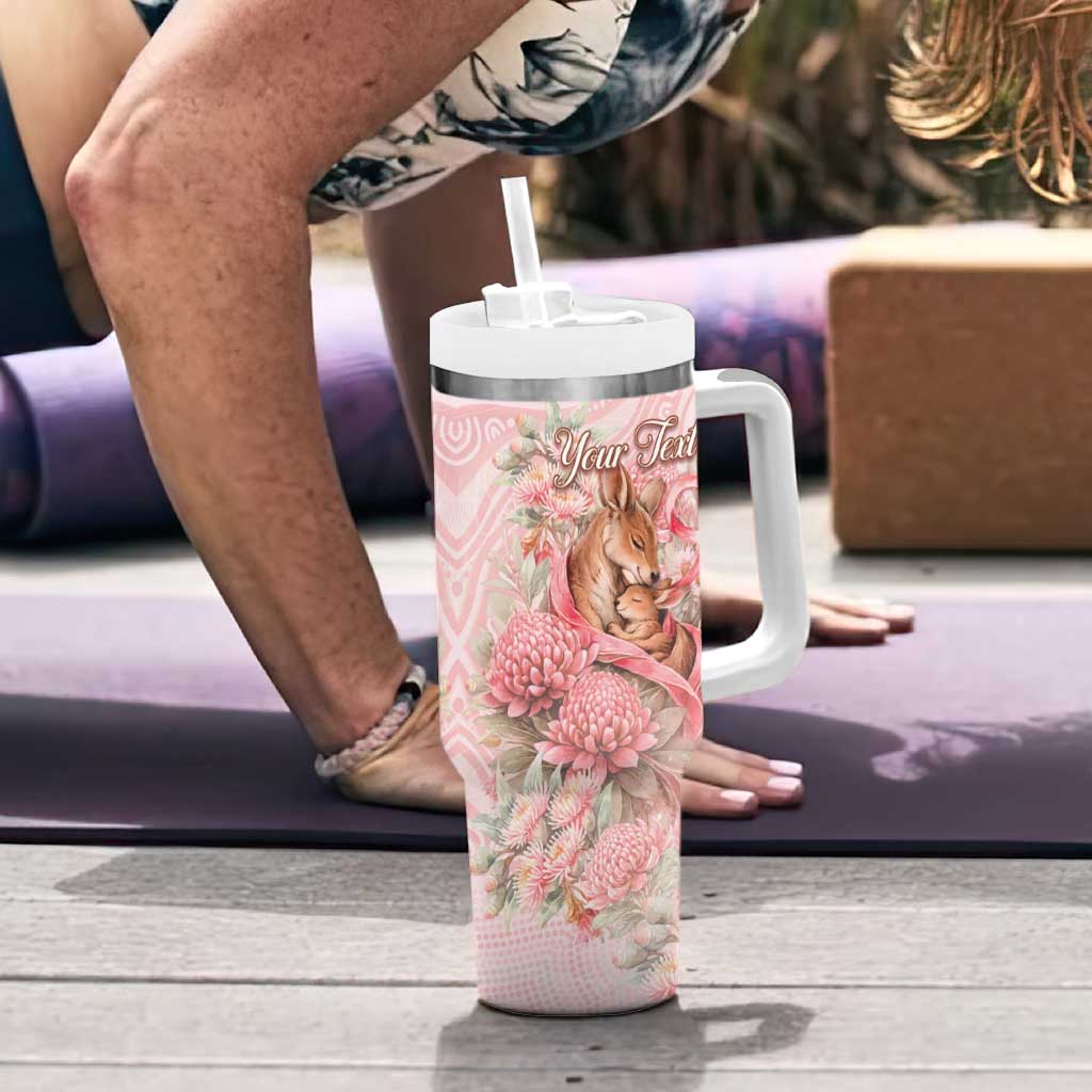 Personalised Breast Cancer Awareness Tumbler With Handle Mother Kangaroo And Ribbon Hope
