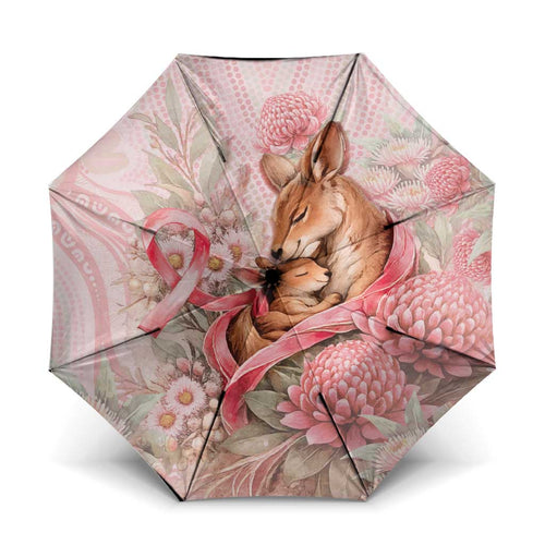 Breast Cancer Awareness Umbrella Mother Kangaroo And Ribbon Hope