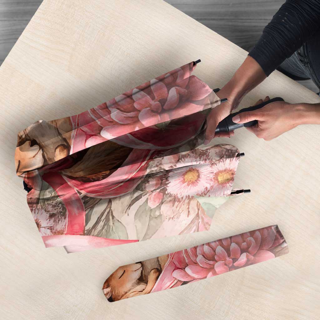Breast Cancer Awareness Umbrella Mother Kangaroo And Ribbon Hope