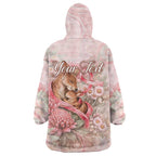 Personalised Breast Cancer Awareness Wearable Blanket Hoodie Mother Kangaroo And Ribbon Hope