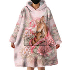 Personalised Breast Cancer Awareness Wearable Blanket Hoodie Mother Kangaroo And Ribbon Hope