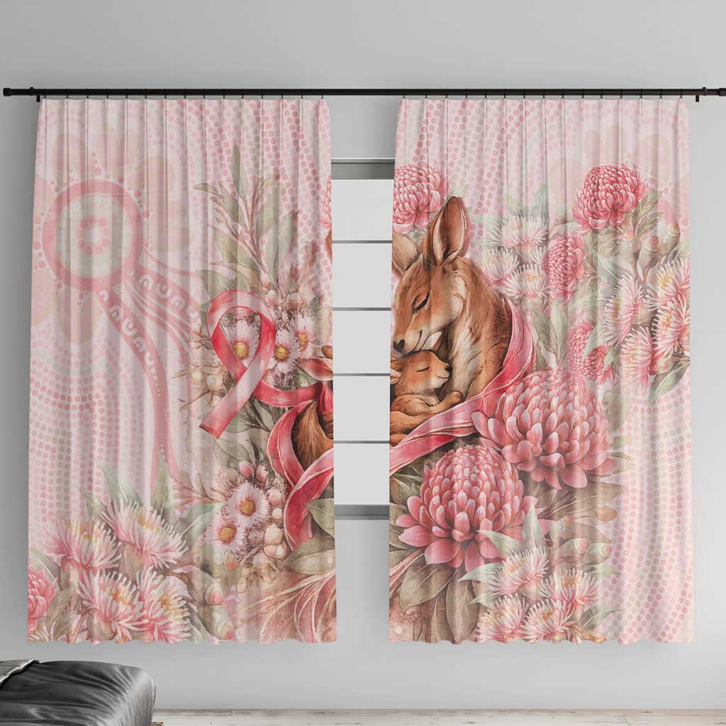 Breast Cancer Awareness Window Curtain Mother Kangaroo And Ribbon Hope