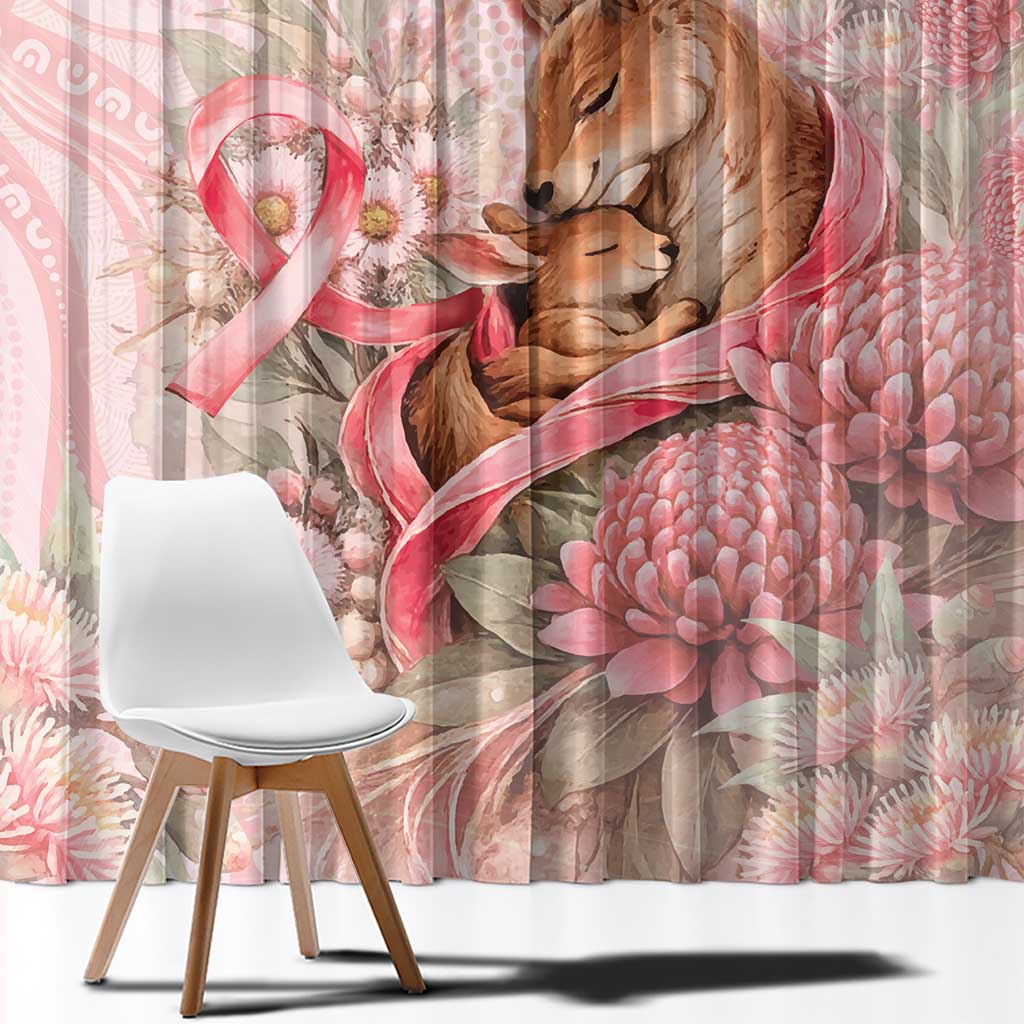 Breast Cancer Awareness Window Curtain Mother Kangaroo And Ribbon Hope