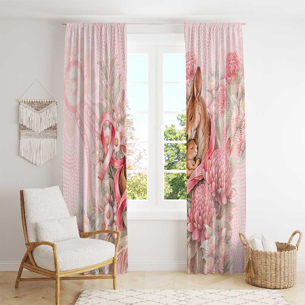 Breast Cancer Awareness Window Curtain Mother Kangaroo And Ribbon Hope