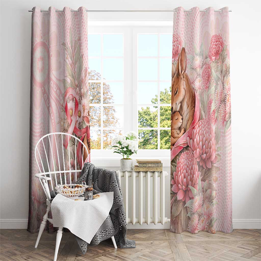 Breast Cancer Awareness Window Curtain Mother Kangaroo And Ribbon Hope