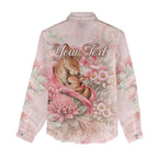 Personalised Breast Cancer Awareness Women Casual Shirt Mother Kangaroo And Ribbon Hope