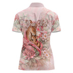 Personalised Breast Cancer Awareness Women Polo Shirt Mother Kangaroo And Ribbon Hope