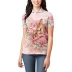 Personalised Breast Cancer Awareness Women Polo Shirt Mother Kangaroo And Ribbon Hope