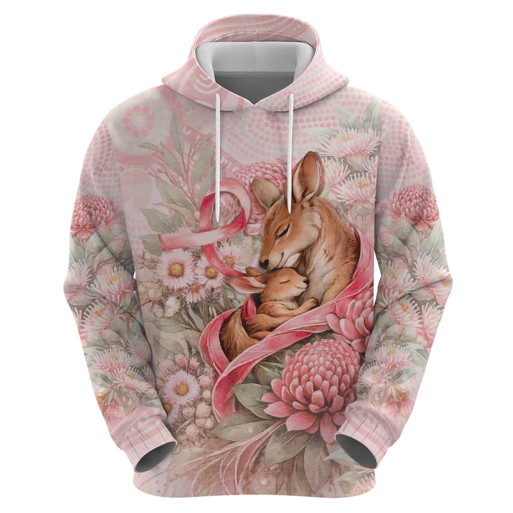 Personalised Breast Cancer Awareness Zip Hoodie Mother Kangaroo And Ribbon Hope
