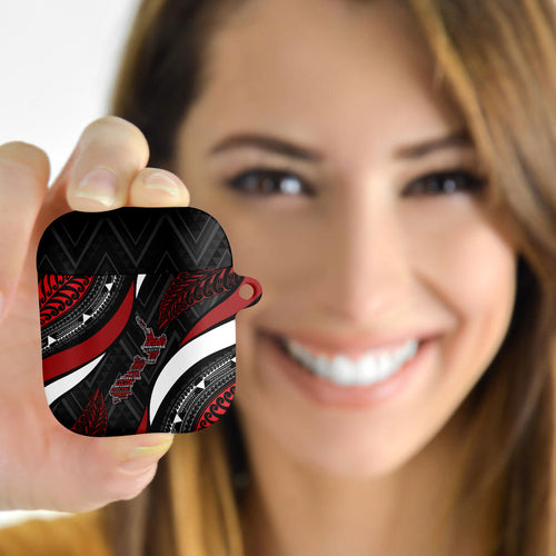 Aotearoa New Zealand Native Birds Map AirPods Case Silver Fern Tribal Pattern
