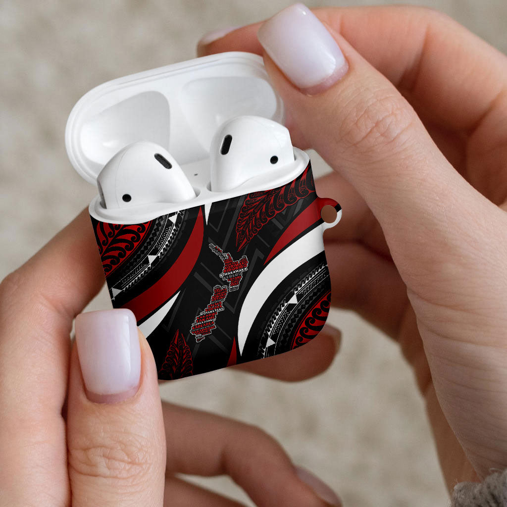 Aotearoa New Zealand Native Birds Map AirPods Case Silver Fern Tribal Pattern