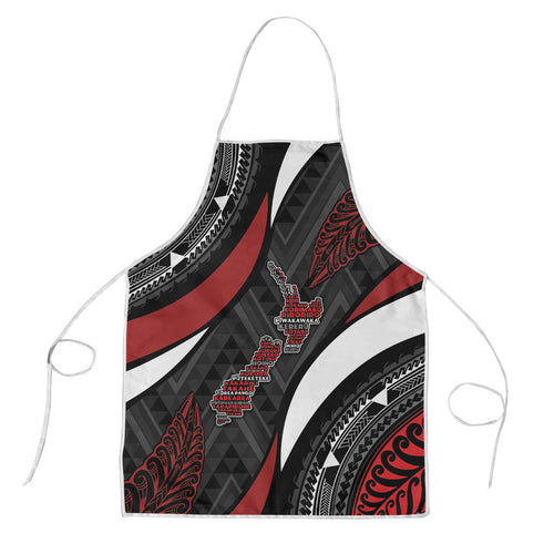 Aotearoa New Zealand Native Birds Map Apron Silver Fern Tribal Pattern