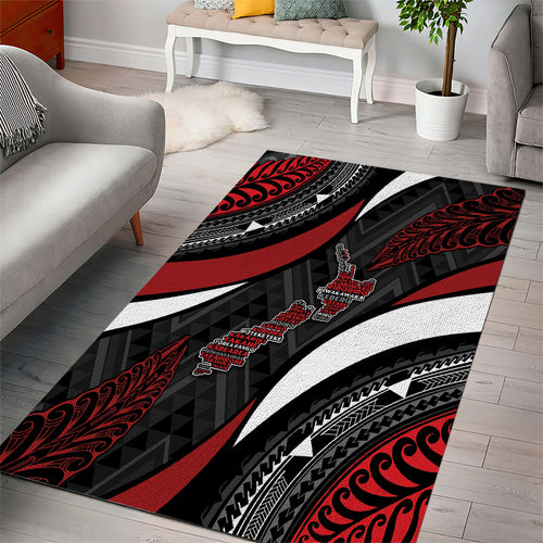 Aotearoa New Zealand Native Birds Map Area Rug Silver Fern Tribal Pattern