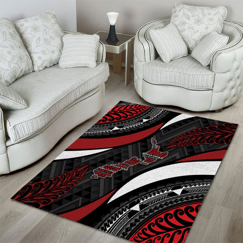Aotearoa New Zealand Native Birds Map Area Rug Silver Fern Tribal Pattern