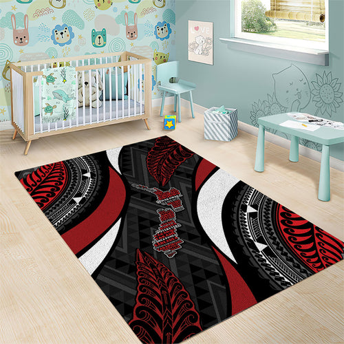Aotearoa New Zealand Native Birds Map Area Rug Silver Fern Tribal Pattern