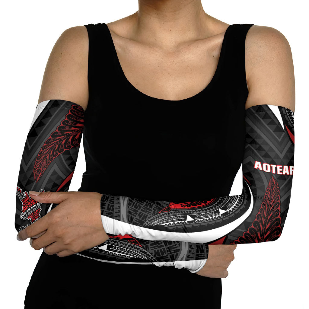 Aotearoa New Zealand Native Birds Map Arm Sleeves Silver Fern Tribal Pattern