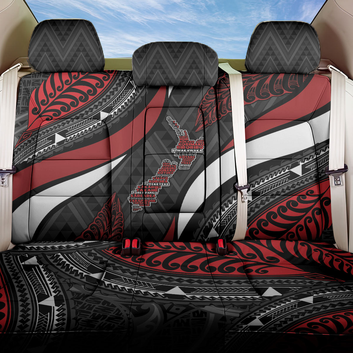 Aotearoa New Zealand Native Birds Map Back Car Seat Cover Silver Fern Tribal Pattern
