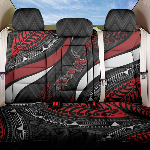Aotearoa New Zealand Native Birds Map Back Car Seat Cover Silver Fern Tribal Pattern