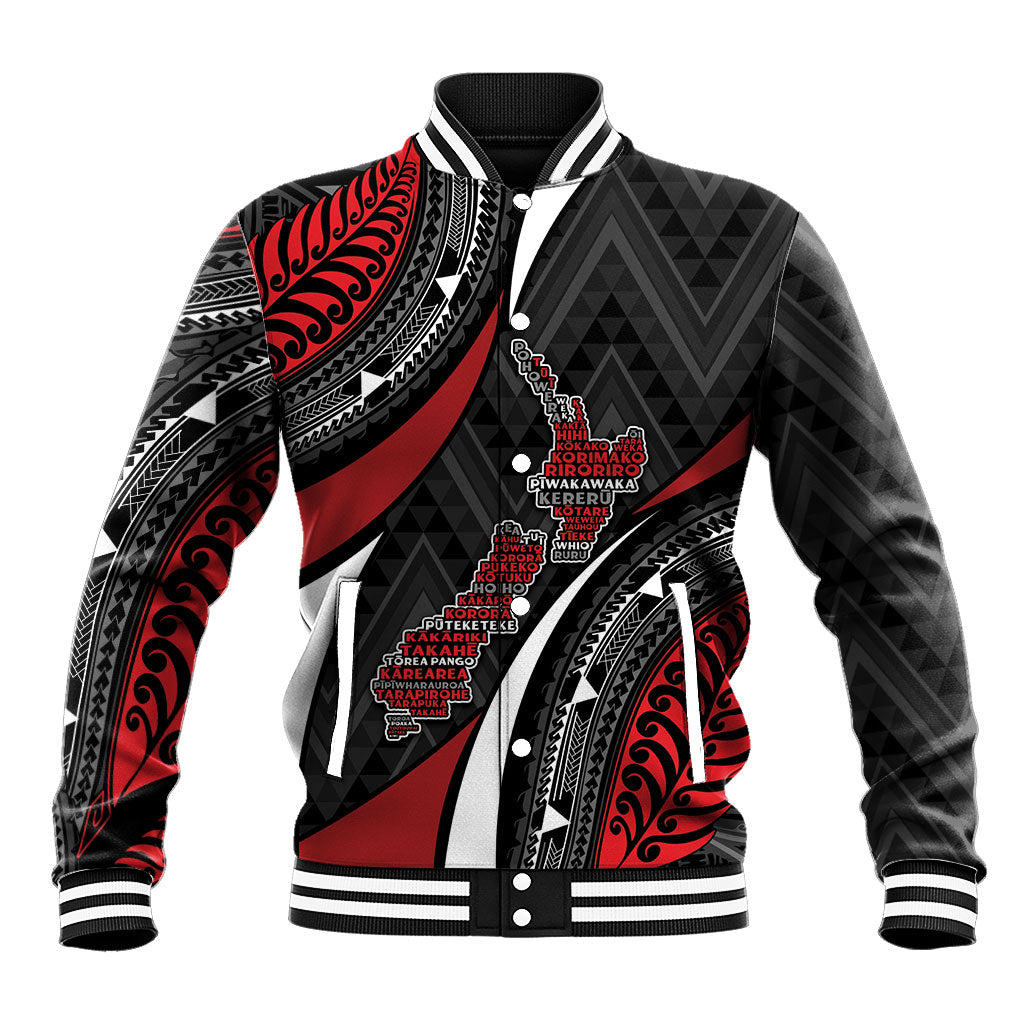 Aotearoa New Zealand Native Birds Map Baseball Jacket Silver Fern Tribal Pattern