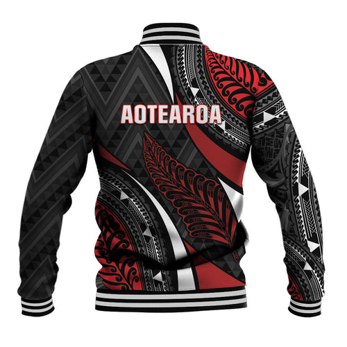 Aotearoa New Zealand Native Birds Map Baseball Jacket Silver Fern Tribal Pattern