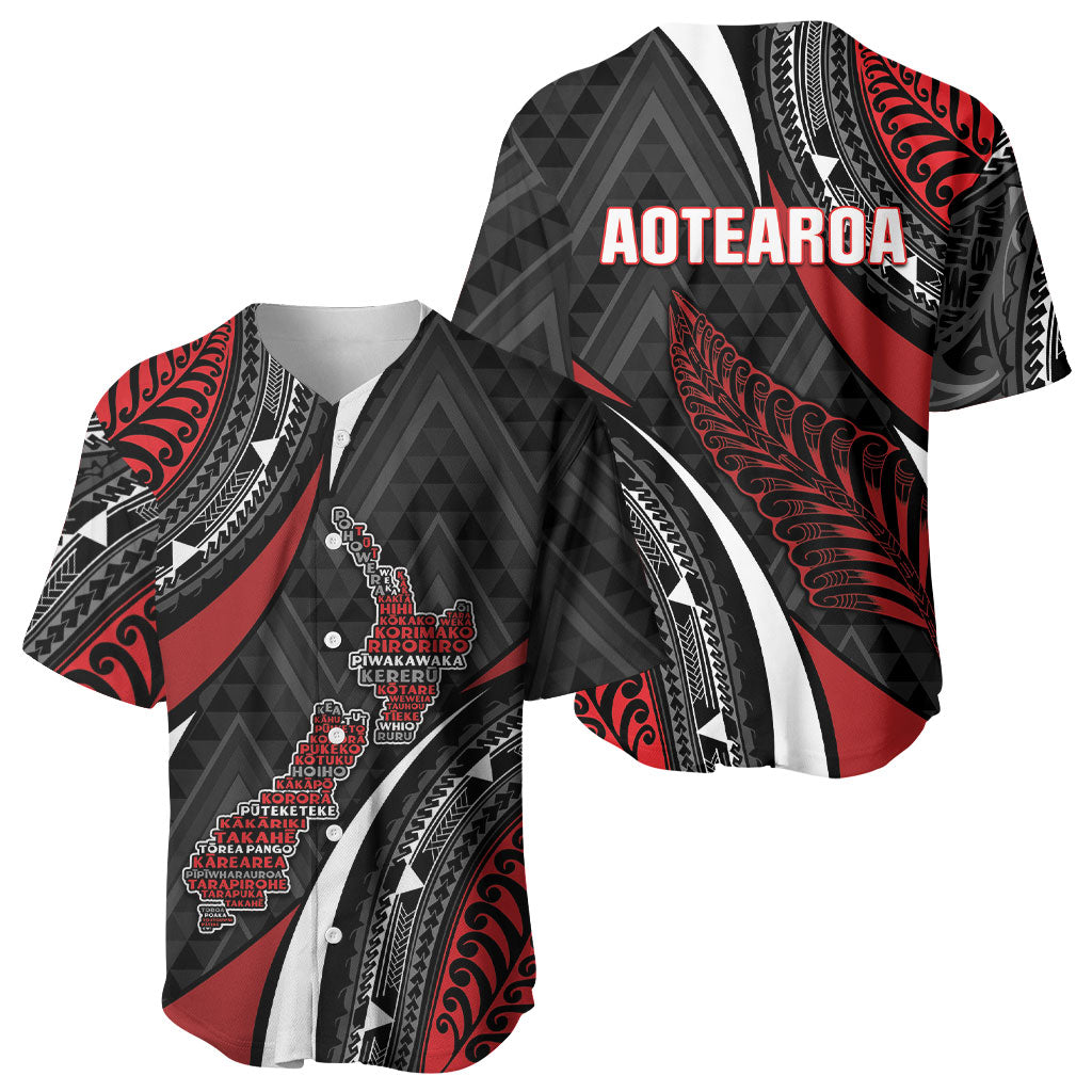 Aotearoa New Zealand Native Birds Map Baseball Jersey Silver Fern Tribal Pattern