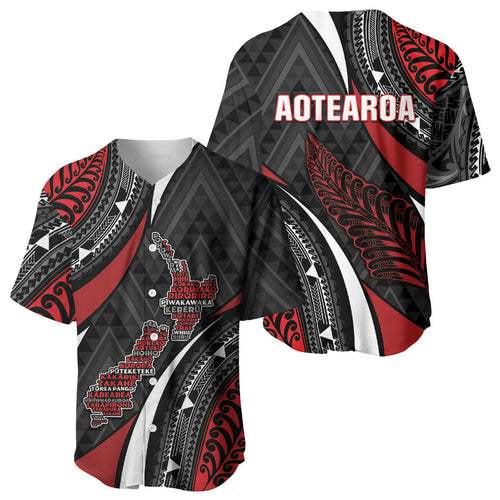 Aotearoa New Zealand Native Birds Map Baseball Jersey Silver Fern Tribal Pattern