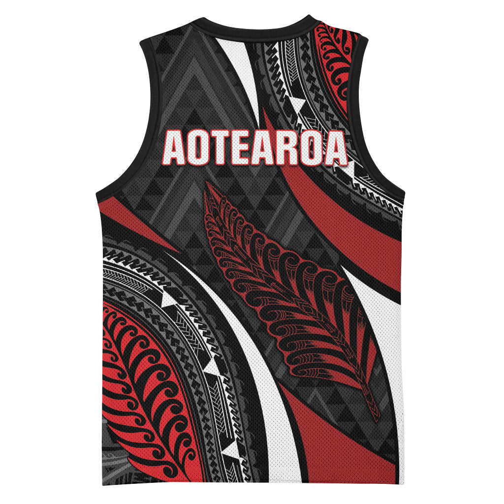 Aotearoa New Zealand Native Birds Map Basketball Jersey Silver Fern Tribal Pattern