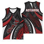 Aotearoa New Zealand Native Birds Map Basketball Jersey Silver Fern Tribal Pattern