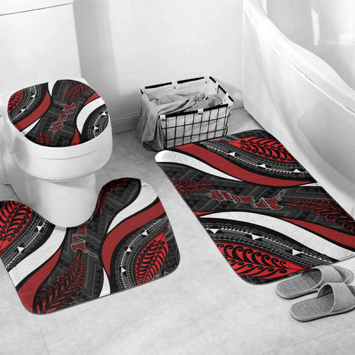 Aotearoa New Zealand Native Birds Map Bathroom Set Silver Fern Tribal Pattern