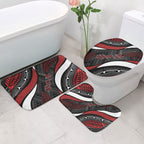 Aotearoa New Zealand Native Birds Map Bathroom Set Silver Fern Tribal Pattern