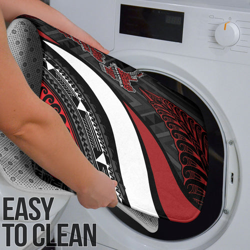 Aotearoa New Zealand Native Birds Map Bathroom Set Silver Fern Tribal Pattern