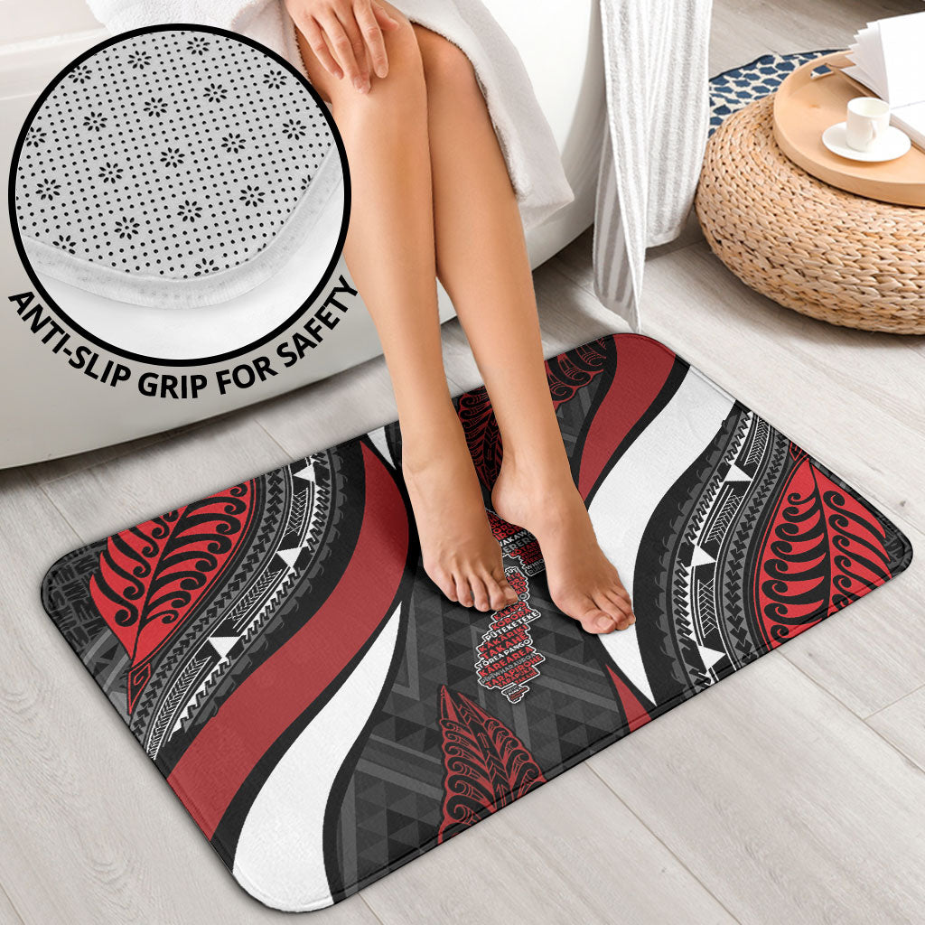 Aotearoa New Zealand Native Birds Map Bathroom Set Silver Fern Tribal Pattern