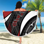 Aotearoa New Zealand Native Birds Map Beach Blanket Silver Fern Tribal Pattern