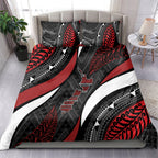 Aotearoa New Zealand Native Birds Map Bedding Set Silver Fern Tribal Pattern