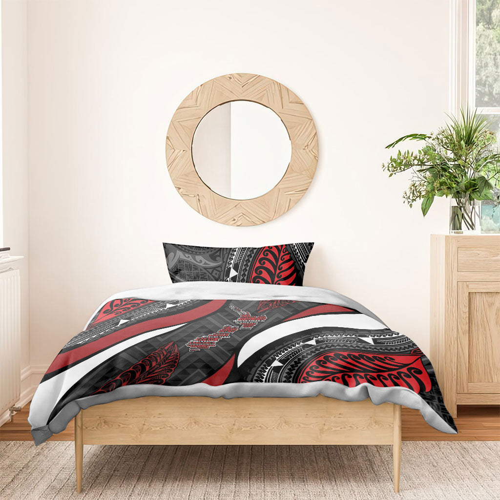 Aotearoa New Zealand Native Birds Map Bedding Set Silver Fern Tribal Pattern