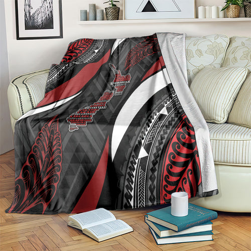 Aotearoa New Zealand Native Birds Map Blanket Silver Fern Tribal Pattern