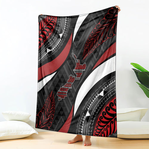 Aotearoa New Zealand Native Birds Map Blanket Silver Fern Tribal Pattern