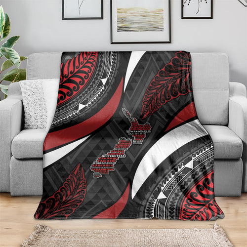 Aotearoa New Zealand Native Birds Map Blanket Silver Fern Tribal Pattern
