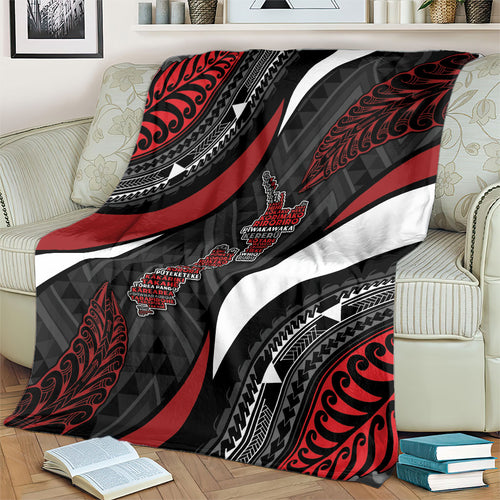 Aotearoa New Zealand Native Birds Map Blanket Silver Fern Tribal Pattern